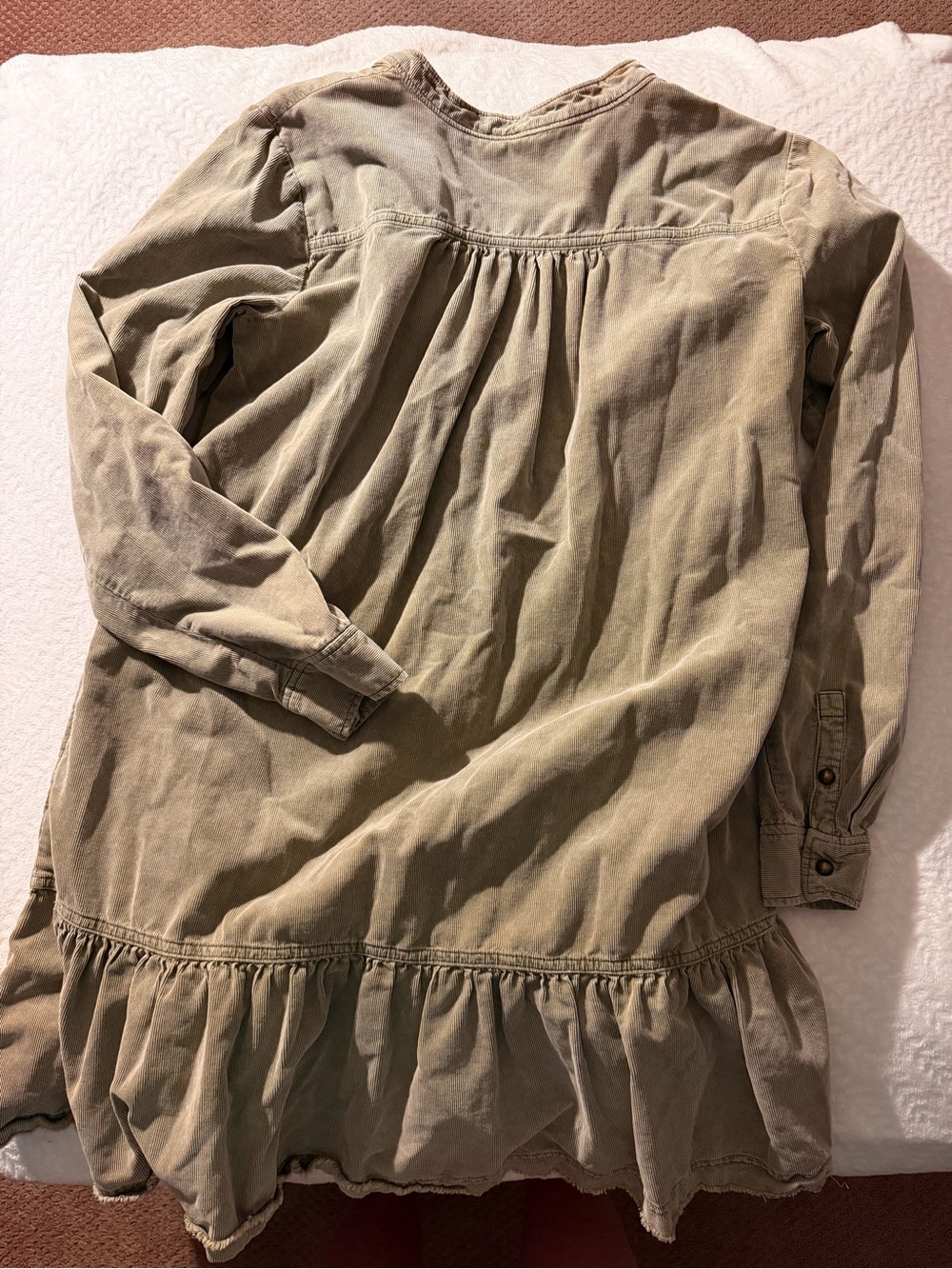 Pilcro Anthropologie Corduroy Dress XS Green A-Line Tiered V-Neck - Picture 5 of 5